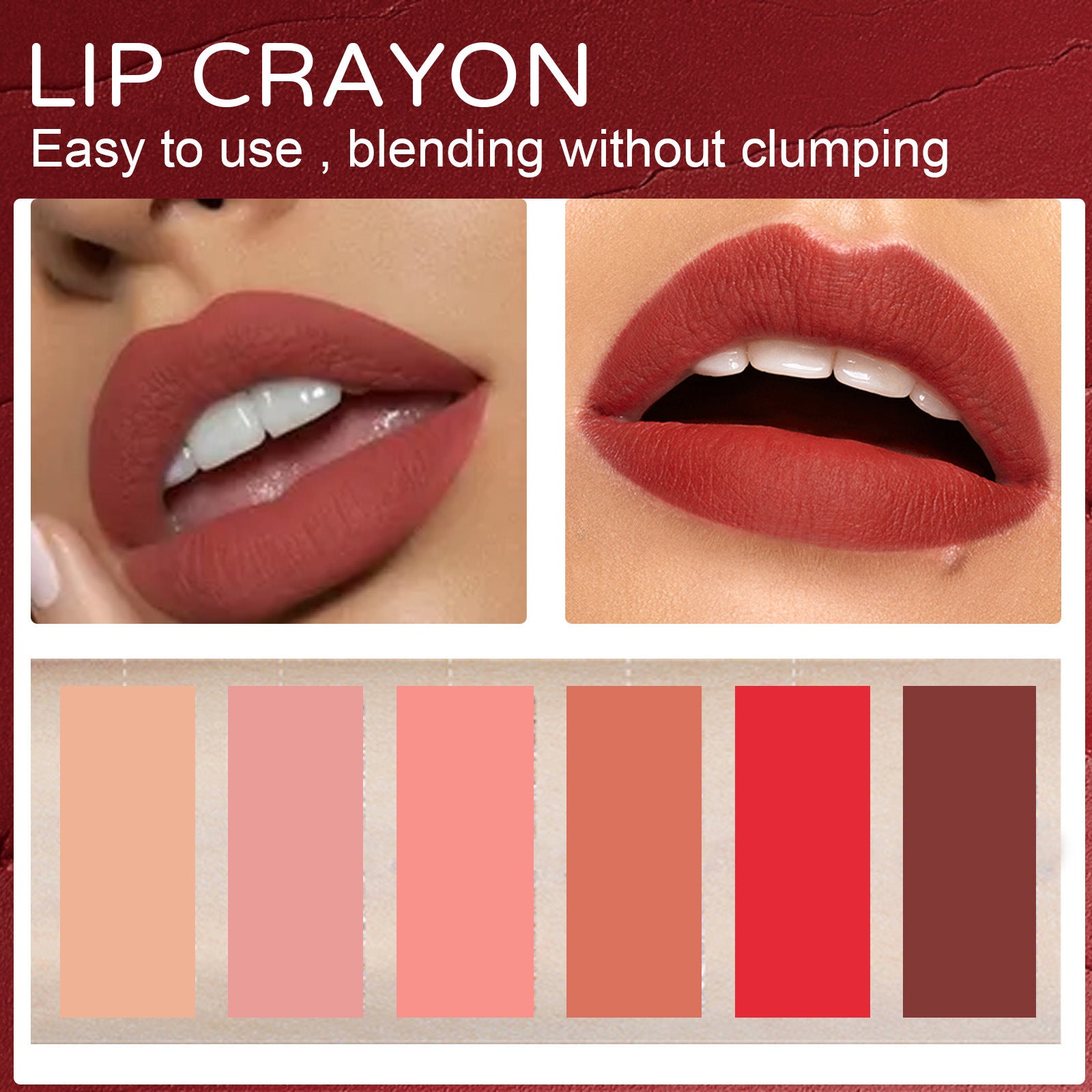 6-color Matte Lip Liner Outline Natural